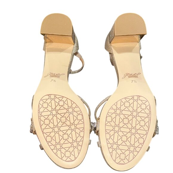 Jewel Badgley Mischka Giona‎ Embellished Evening Shoe Size 7.5 Light Gold New - Picture 6 of 8